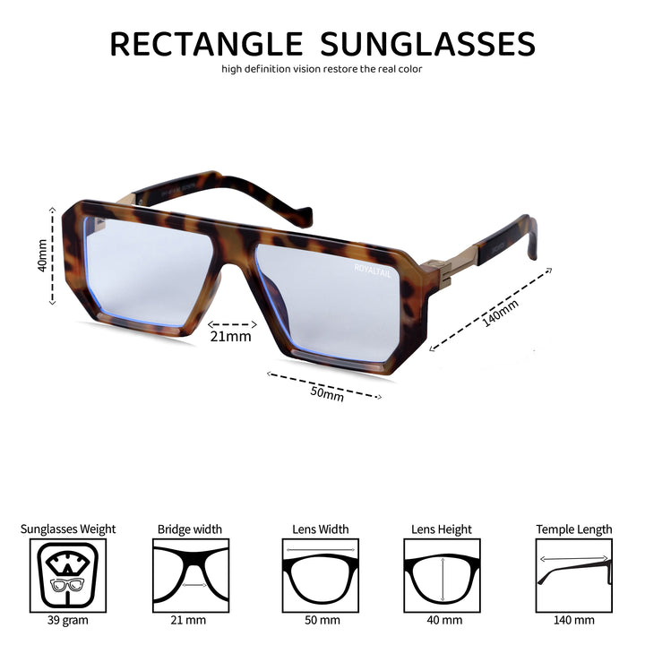 Rectangle Demi Brown Professor Trump Sunglasses For Men And Women - ROYALTAIL