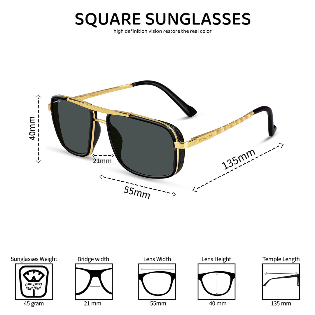 Blow Nirvana Gold Frame And Black Glass Square Sunglasses - ROYALTAIL
