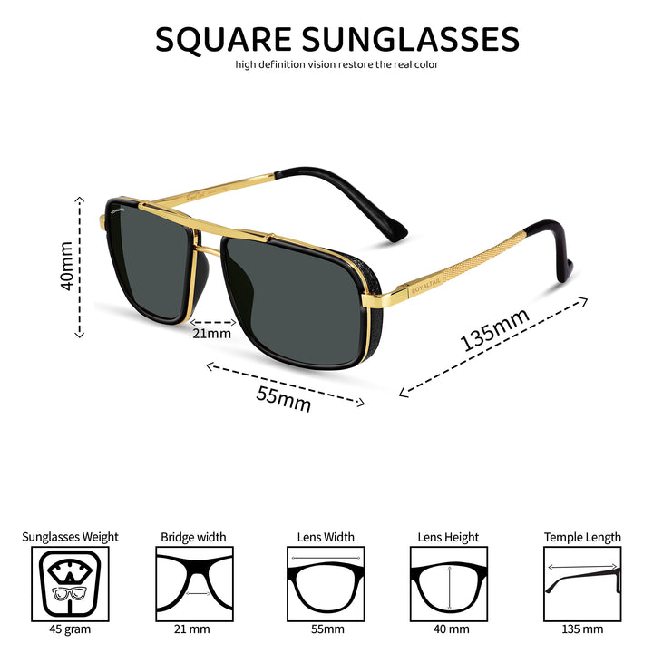 Blow Nirvana Gold Frame And Black Glass Square Sunglasses - ROYALTAIL