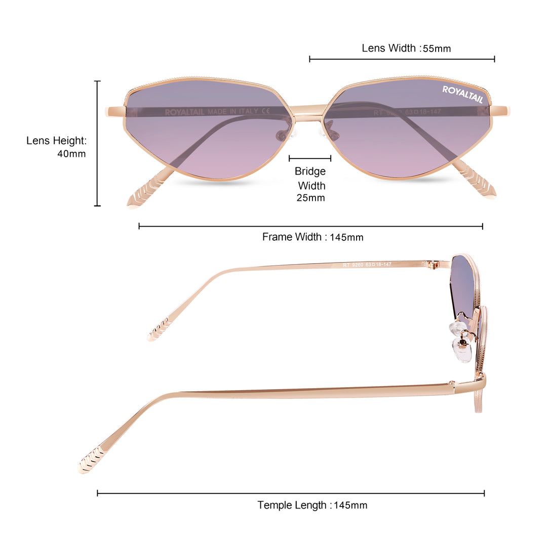 Classic Designer Pink & Gold-Toned UV Protected Cat Eyes Sunglasses RT054 - ROYALTAIL