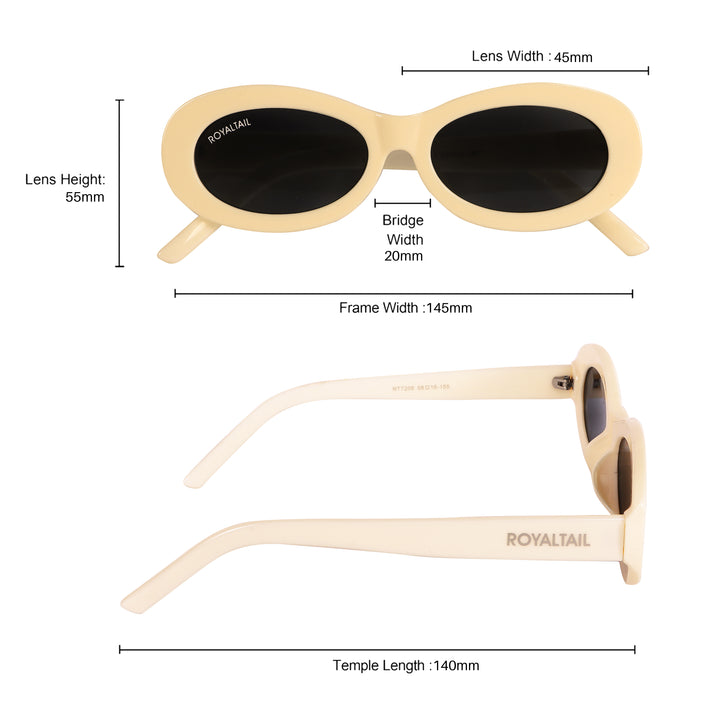 Narrow Oval Retro White UV Protected Sunglasses RT062 - ROYALTAIL