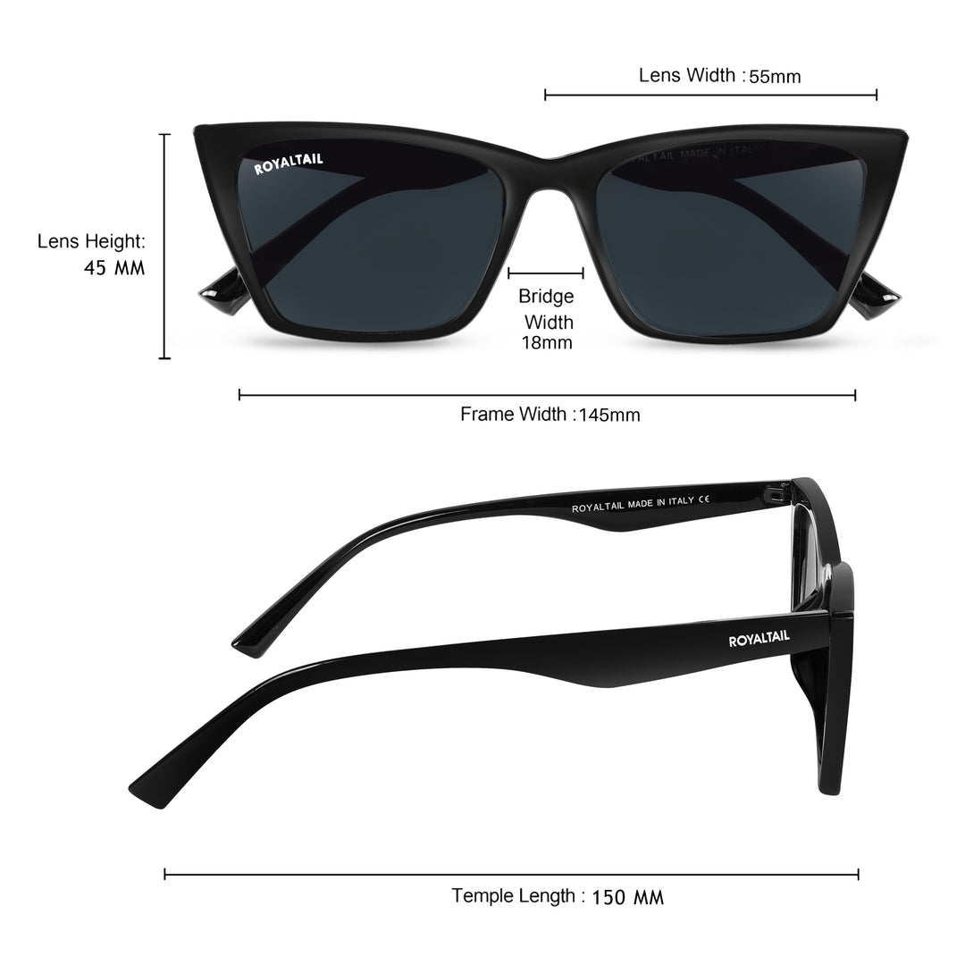 Cat-Eyes Black UV Protected Sunglasses RT046 - ROYALTAIL