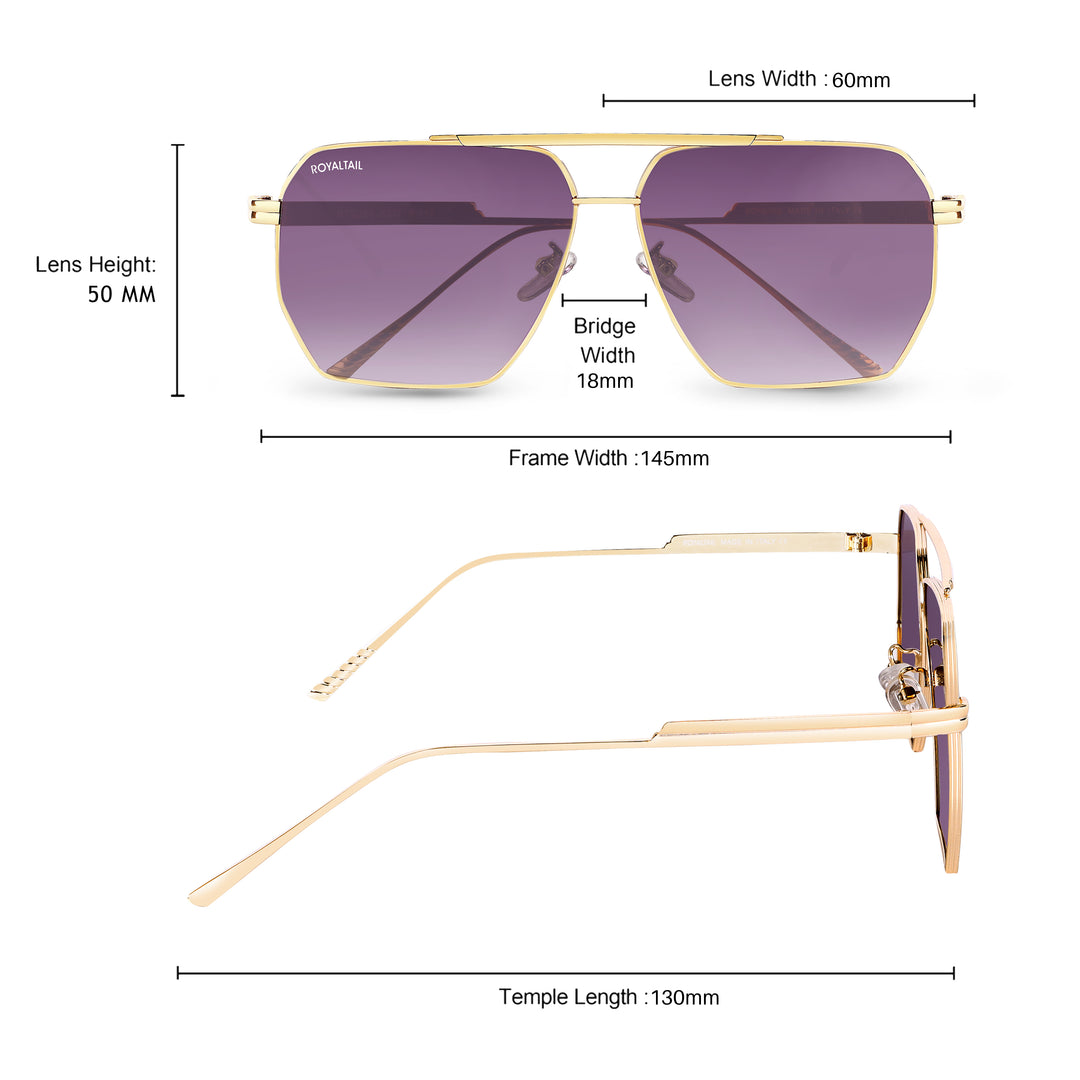Bottaga Purple UV Protected Metal Sunglasses RT058 - ROYALTAIL