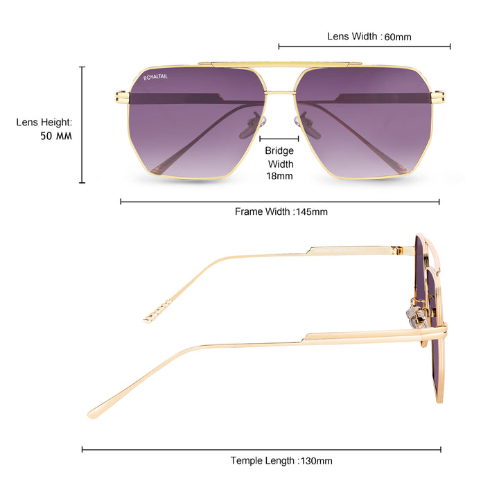 Bottaga Purple UV Protected Metal Sunglasses RT058 - ROYALTAIL