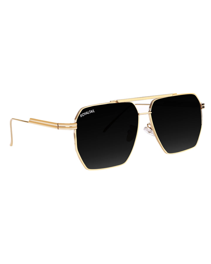 Bottaga Gold Black UV Protected Metal Sunglasses RT060 - ROYALTAIL