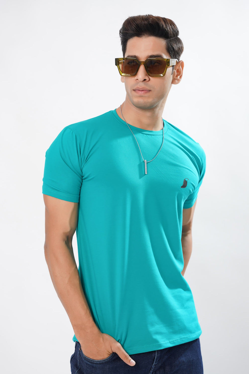 Turquoise Blue Premium Organic Super Soft Cotton T-shirt - ROYALTAIL
