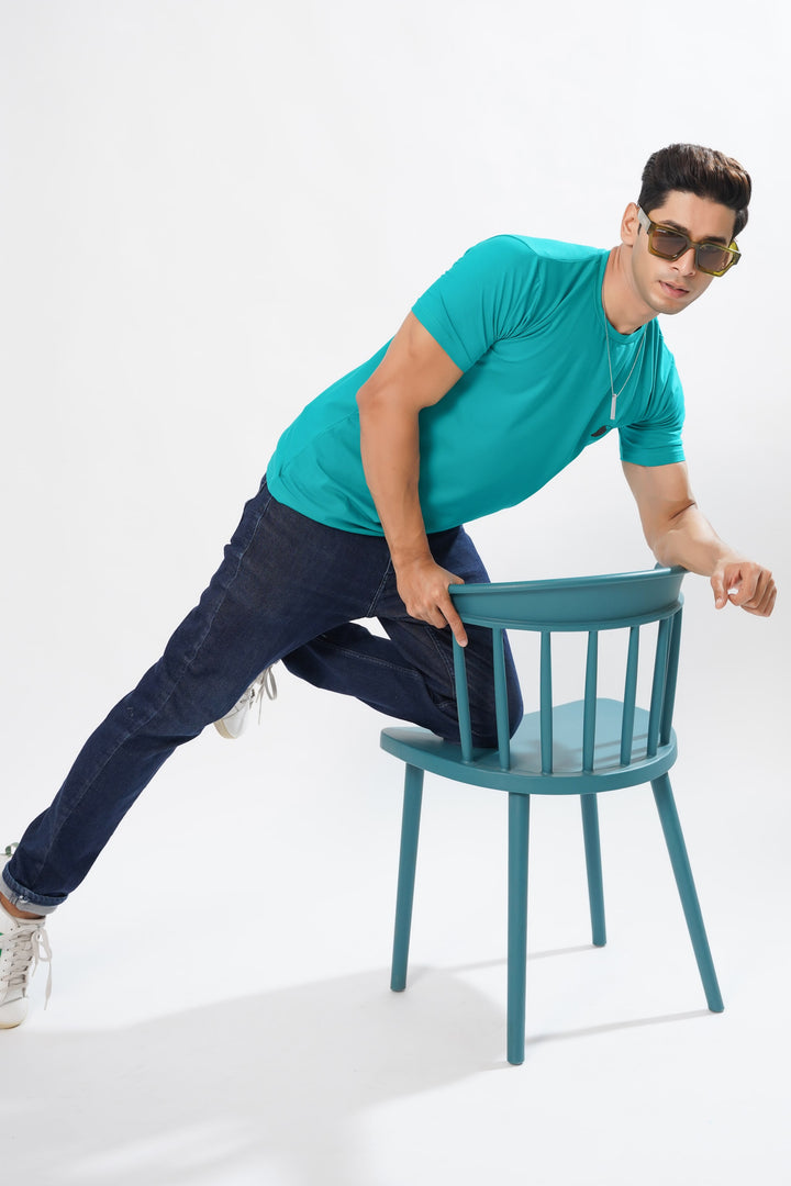 Turquoise Blue Premium Organic Super Soft Cotton T-shirt - ROYALTAIL