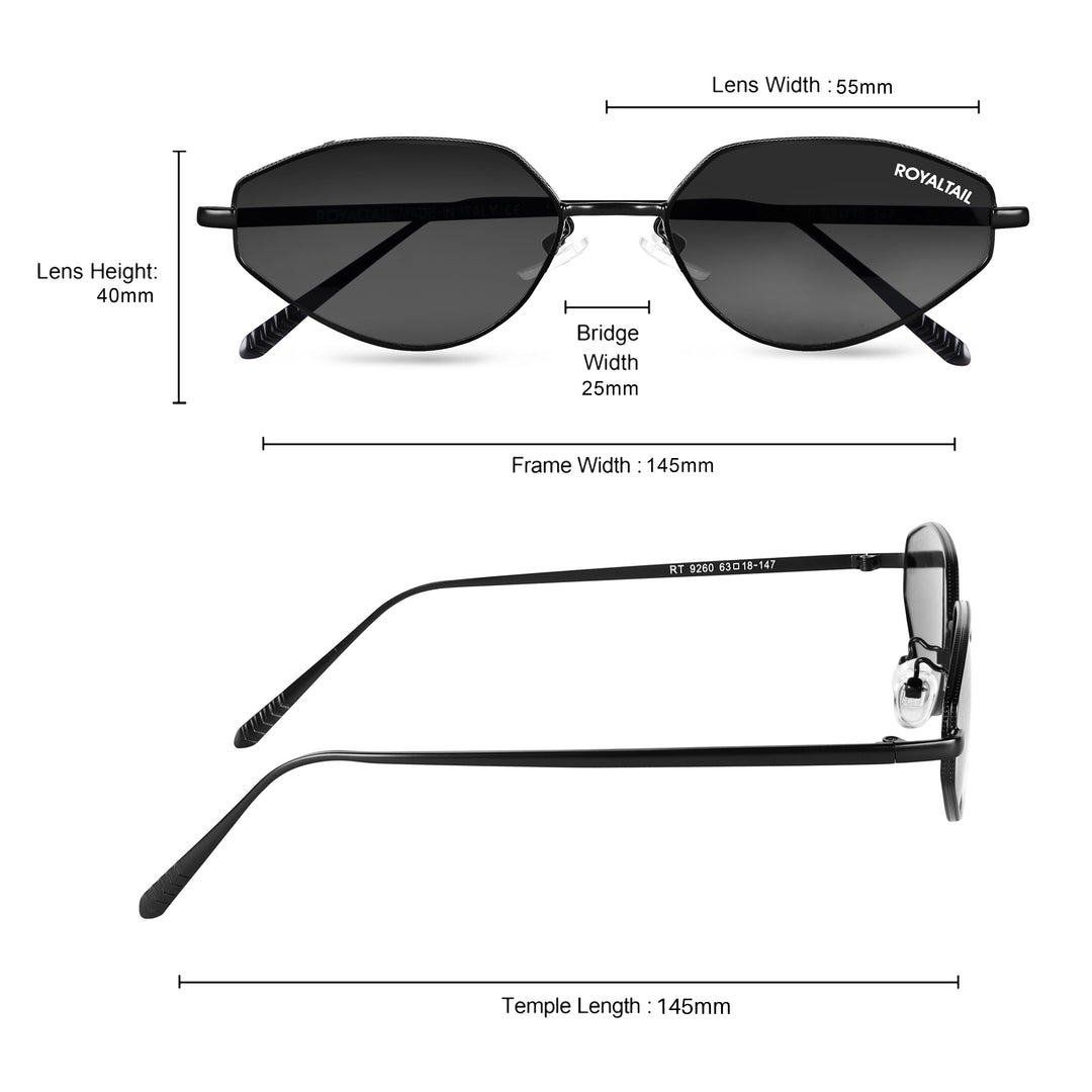 Classic Designer Black UV Protected Cat Eyes Sunglasses RT055 - ROYALTAIL