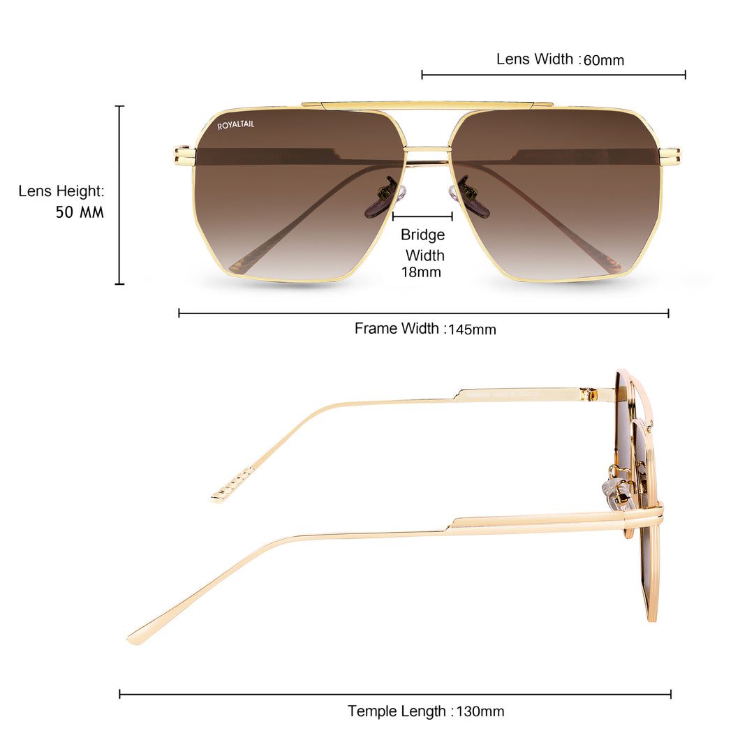 Bottaga Brown UV Protected Metal Sunglasses RT059 - ROYALTAIL