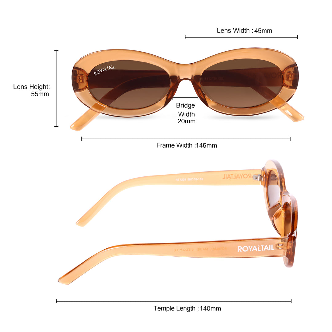 Narrow Oval Retro Brown UV Protected Sunglasses RT063 - ROYALTAIL