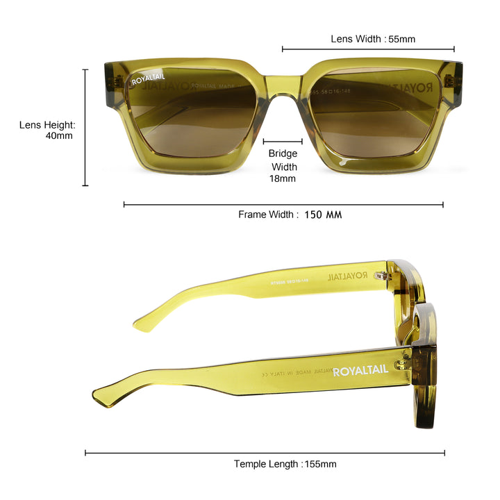 Tartaruga Unisex Classic Thick Square Has Green UV Protected Sunglasses RT067 - ROYALTAIL