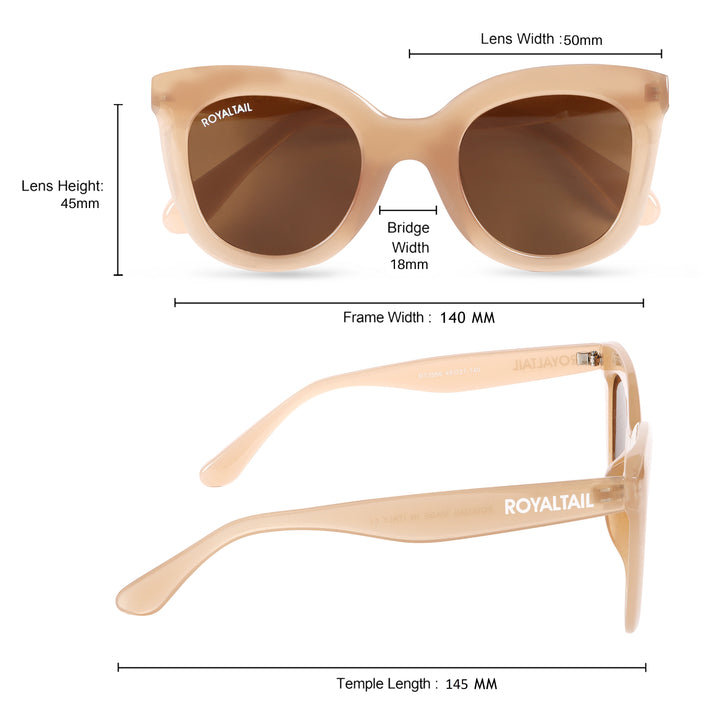 Squared Brown UV Protected Oval Sunglasses RT052 - ROYALTAIL