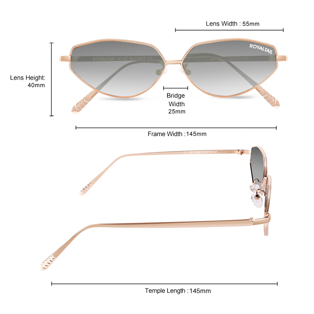 Classic Designer Gold - Grey Tone UV Protected Cat Eyes Sunglasses RT056 - ROYALTAIL