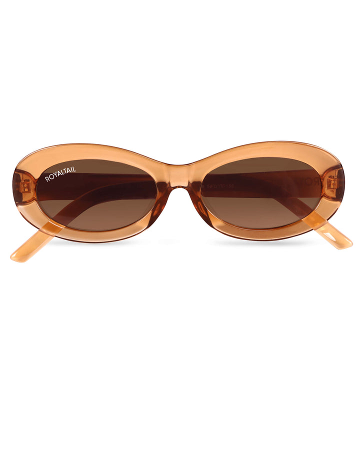 Narrow Oval Retro Brown UV Protected Sunglasses RT063 - ROYALTAIL