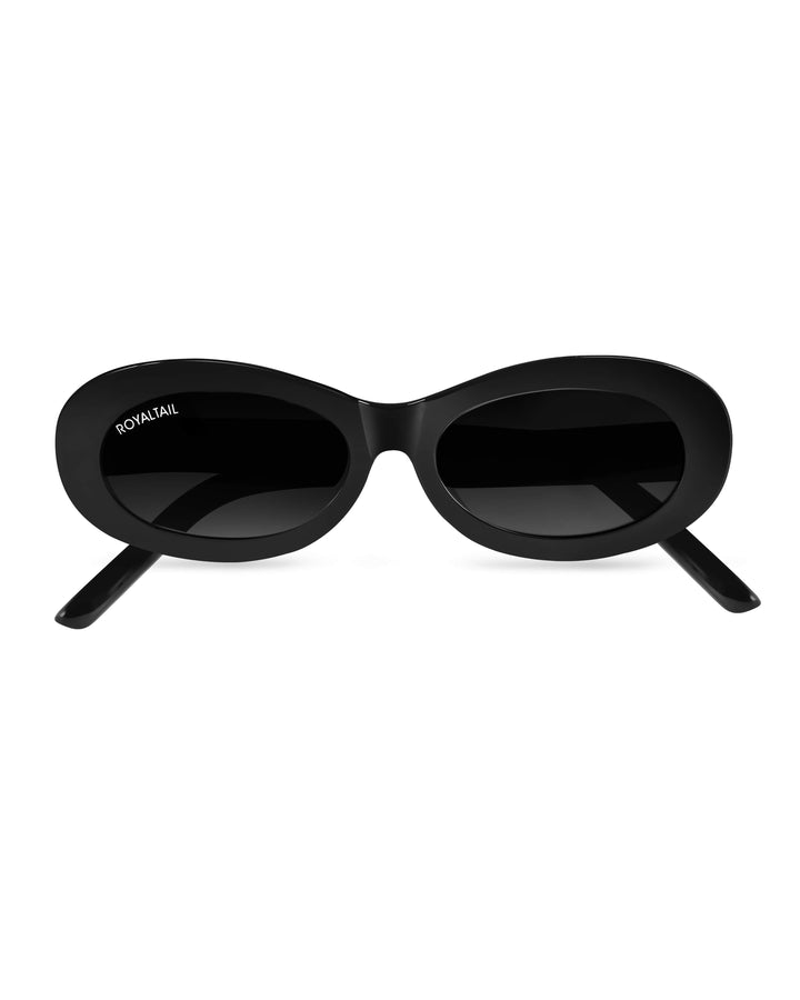 Narrow Oval Retro Black UV Protected Sunglasses RT064