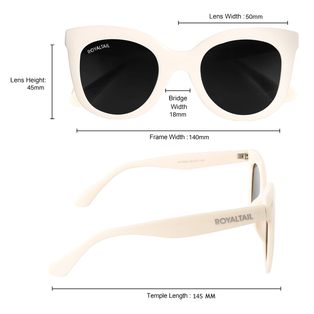 Squared Off White UV Protected Oval Sunglasses RT053 - ROYALTAIL