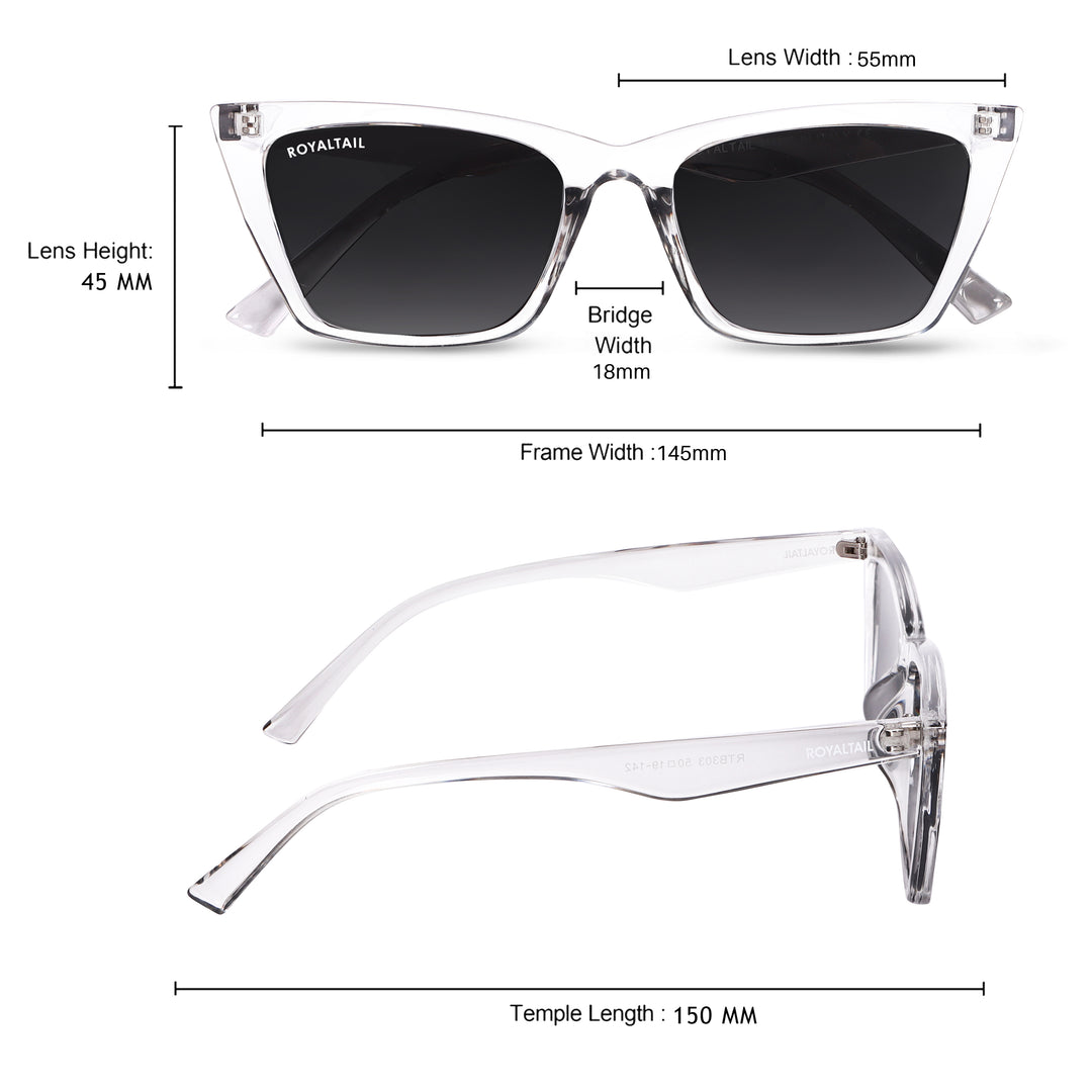Cat-Eyes Clear Black UV Protected Sunglasses RT049 - ROYALTAIL