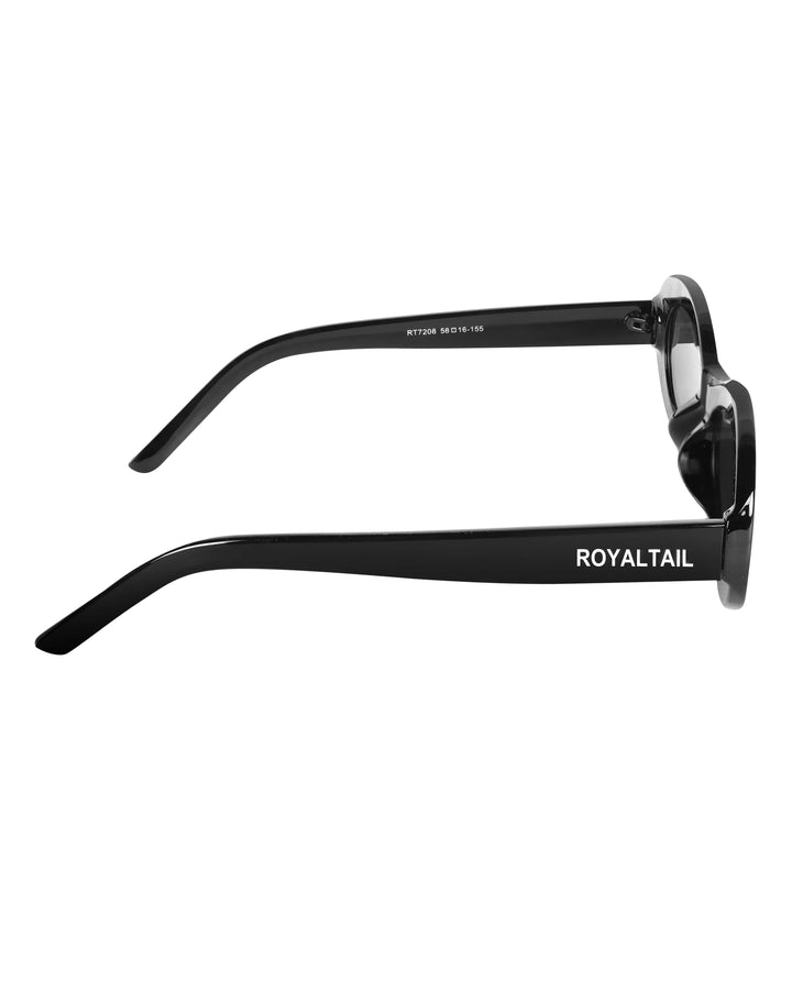 Narrow Oval Retro Black UV Protected Sunglasses RT064