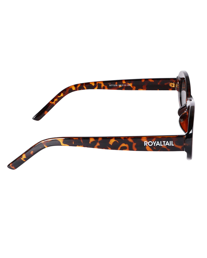 Narrow Oval Retro Tiger Black UV Protected Sunglasses RT065 - ROYALTAIL