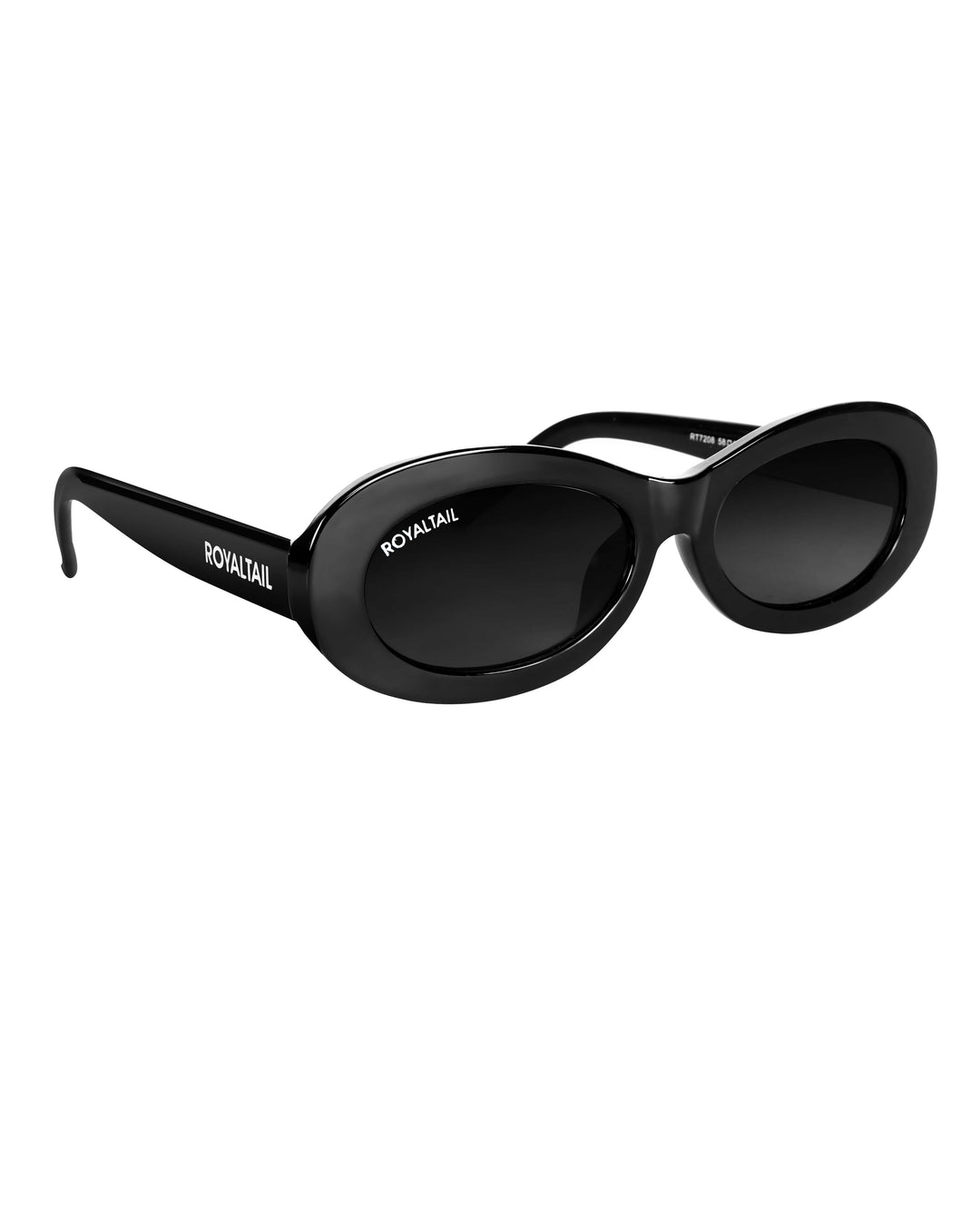 Narrow Oval Retro Black UV Protected Sunglasses RT064 - ROYALTAIL