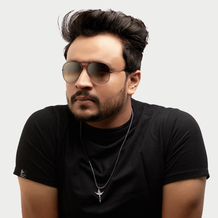 Dark Brown Gradient Glass and Brown Frame Aviator Sunglasses For Men and Women - ROYALTAIL