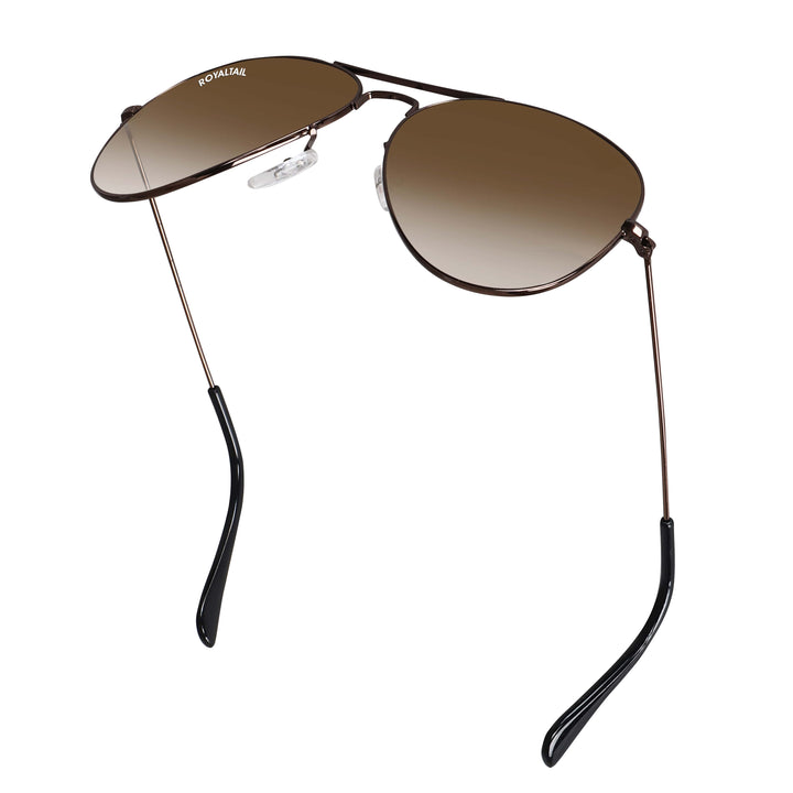 Dark Brown Gradient Glass and Brown Frame Aviator Sunglasses For Men and Women - ROYALTAIL