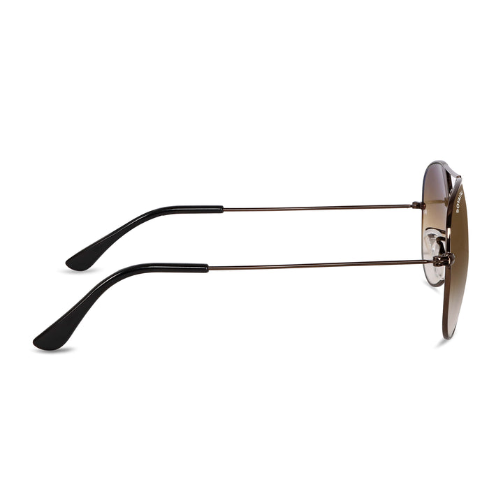 Dark Brown Gradient Glass and Brown Frame Aviator Sunglasses For Men and Women - ROYALTAIL