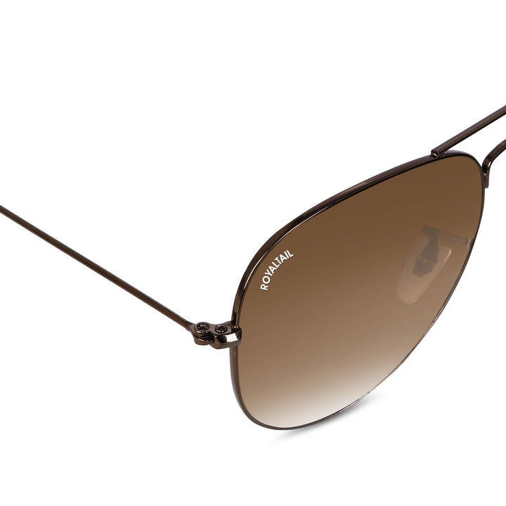 Dark Brown Gradient Glass and Brown Frame Aviator Sunglasses For Men and Women - ROYALTAIL