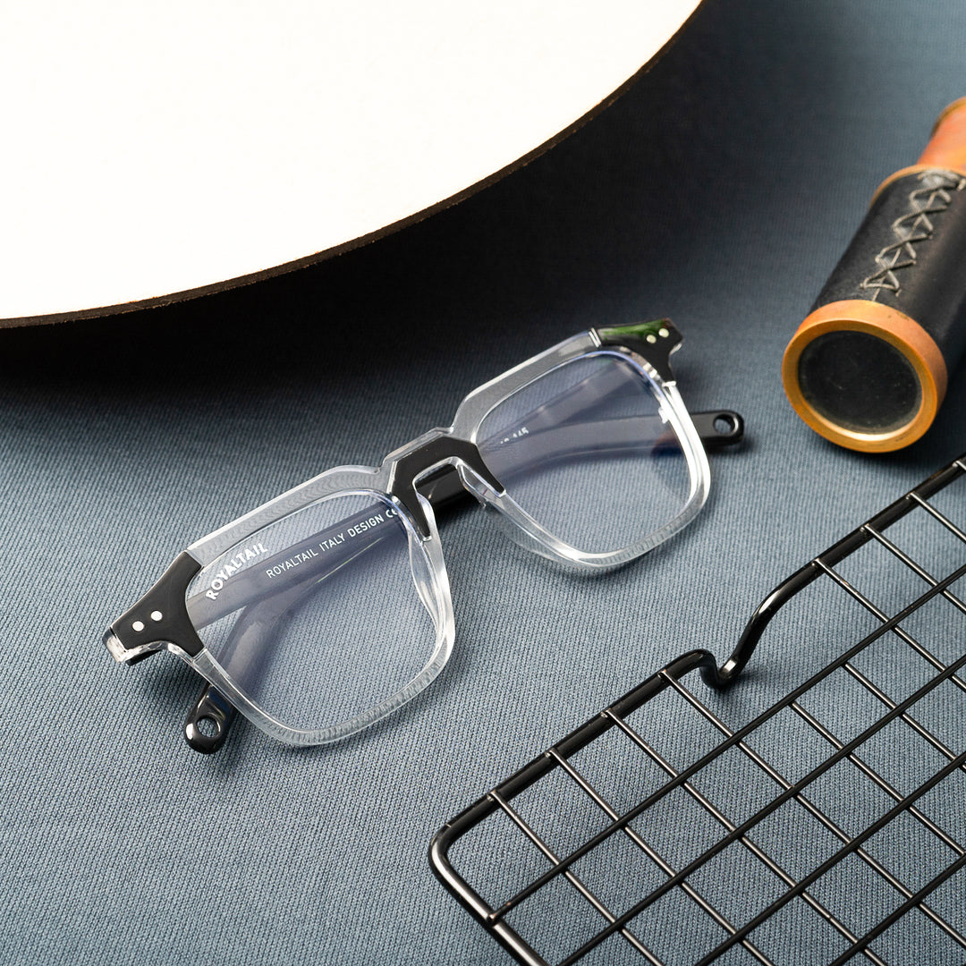 Clear Glass and Black Frame Square Kingsman-02 Series Sunglasses - Royaltail