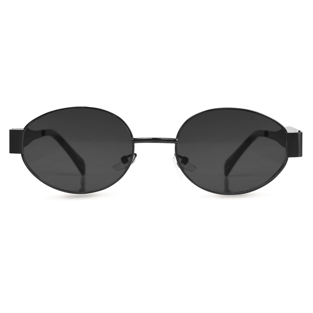 Oval Shape Sunglasses for Men & Women | Black Frame & Black Glass - ROYALTAIL