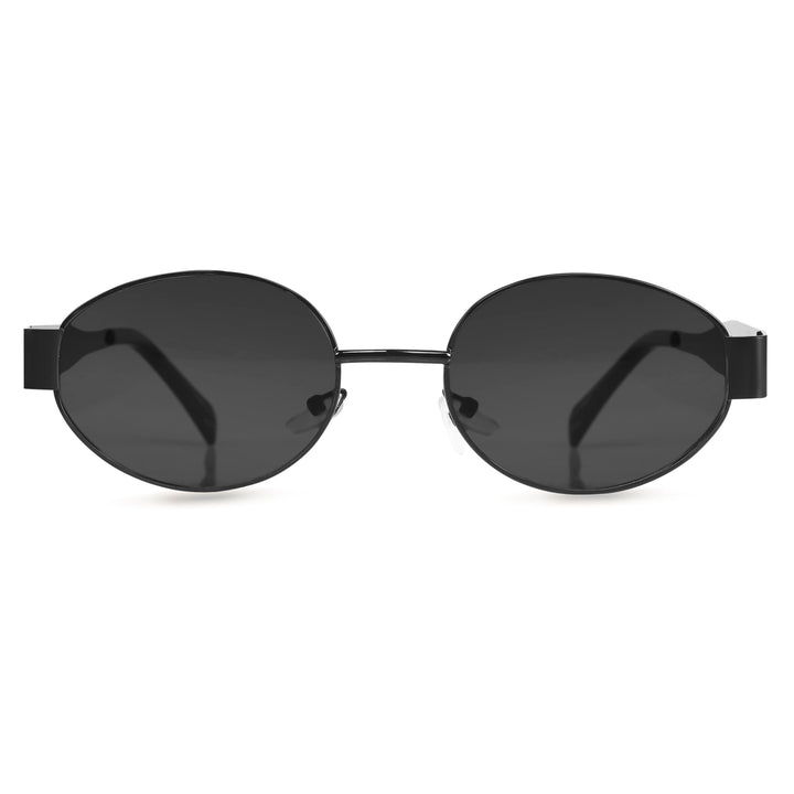 Oval Shape Sunglasses for Men & Women | Black Frame & Black Glass - ROYALTAIL