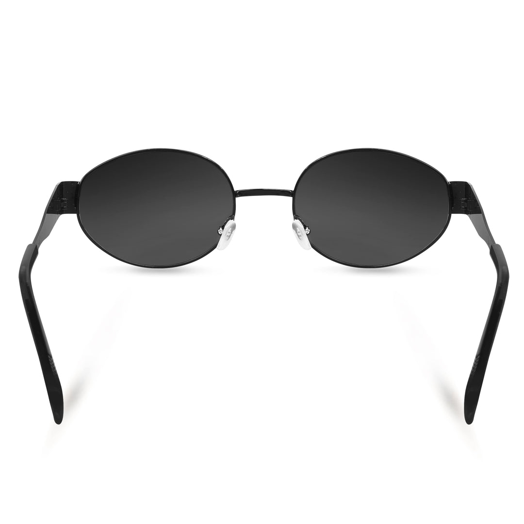 Oval Shape Sunglasses for Men & Women | Black Frame & Black Glass - ROYALTAIL