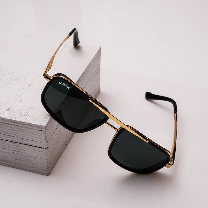 Blow Nirvana Gold Frame And Black Glass Square Sunglasses - ROYALTAIL