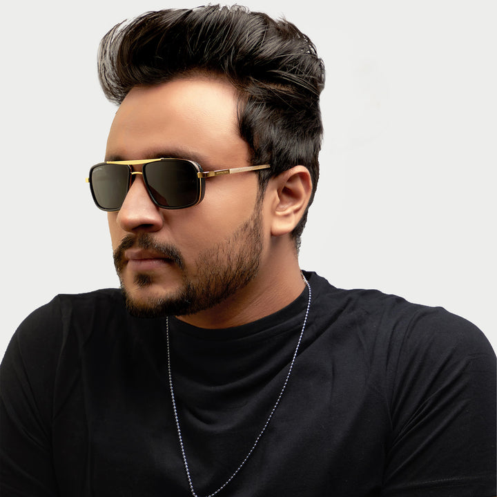 Blow Nirvana Gold Frame And Black Glass Square Sunglasses - ROYALTAIL