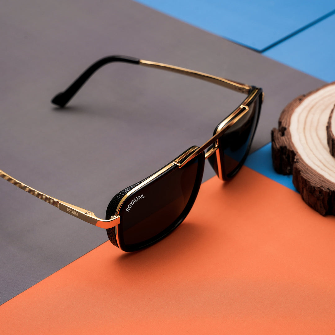 Blow Nirvana Gold Frame And Black Glass Square Sunglasses - ROYALTAIL