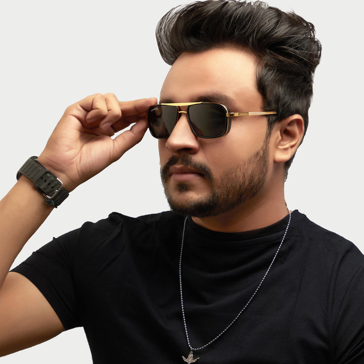 Blow Nirvana Gold Frame And Black Glass Square Sunglasses - ROYALTAIL
