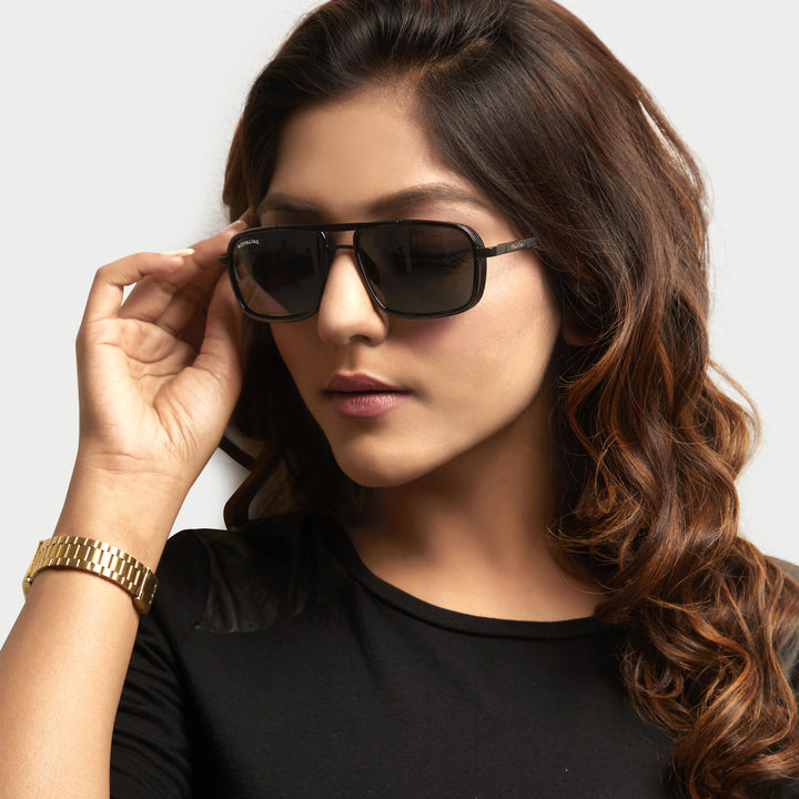 Black Mebel Glass Square Nirvana Sunglasses for Men and Women - ROYALTAIL