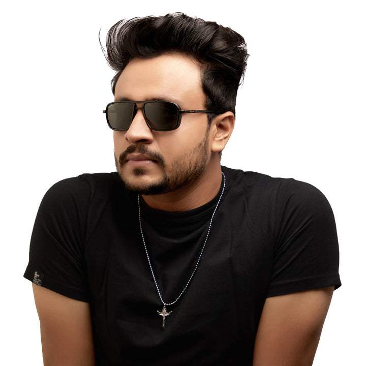 Black Mebel Glass Square Nirvana Sunglasses for Men and Women - ROYALTAIL