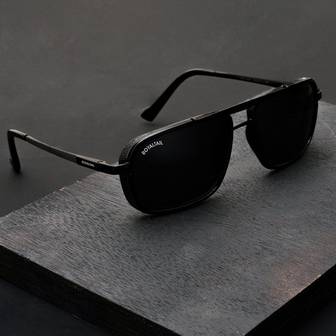 Black Mebel Glass Square Nirvana Sunglasses for Men and Women - ROYALTAIL