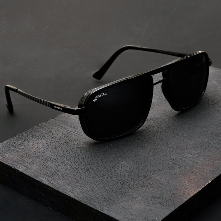 Black Mebel Glass Square Nirvana Sunglasses for Men and Women - ROYALTAIL