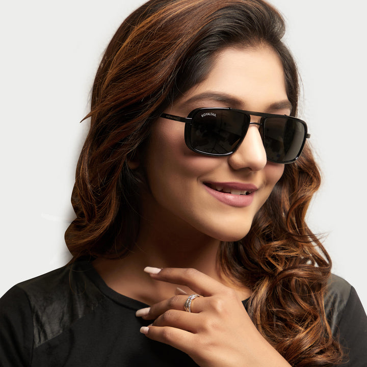 Black Mebel Glass Square Nirvana Sunglasses for Men and Women - ROYALTAIL