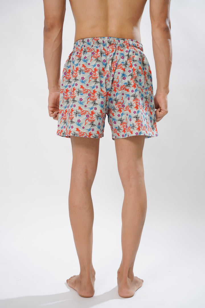Red And Grey All Over Printed Men's Boxers - ROYALTAIL