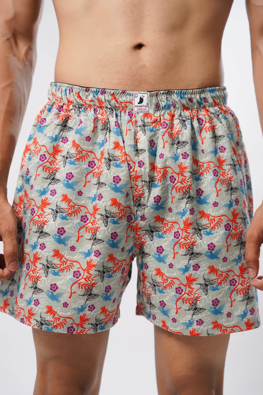 Red And Grey All Over Printed Men's Boxers - ROYALTAIL