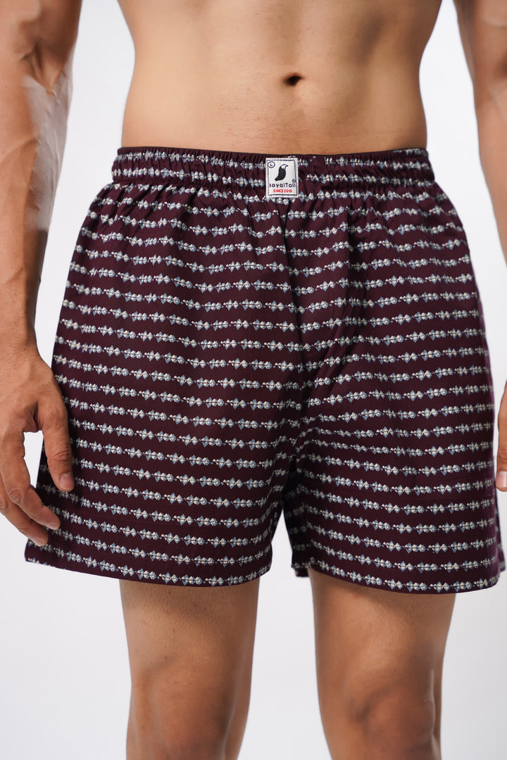 Maroon All Over Printed Mens Boxers - ROYALTAIL