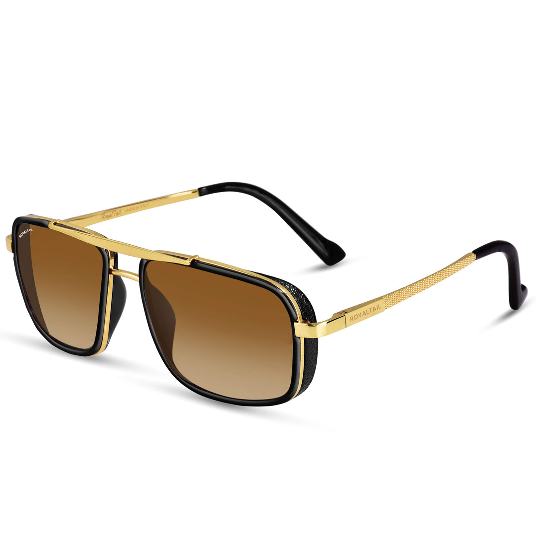 Jyake Brown Gradient Glass and Gold Frame Square Nirvana Sunglasses - ROYALTAIL