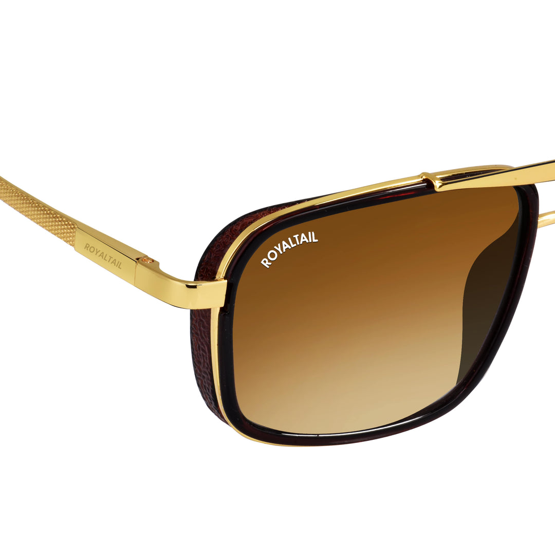 Jyake Brown Gradient Glass and Gold Frame Square Nirvana Sunglasses - ROYALTAIL