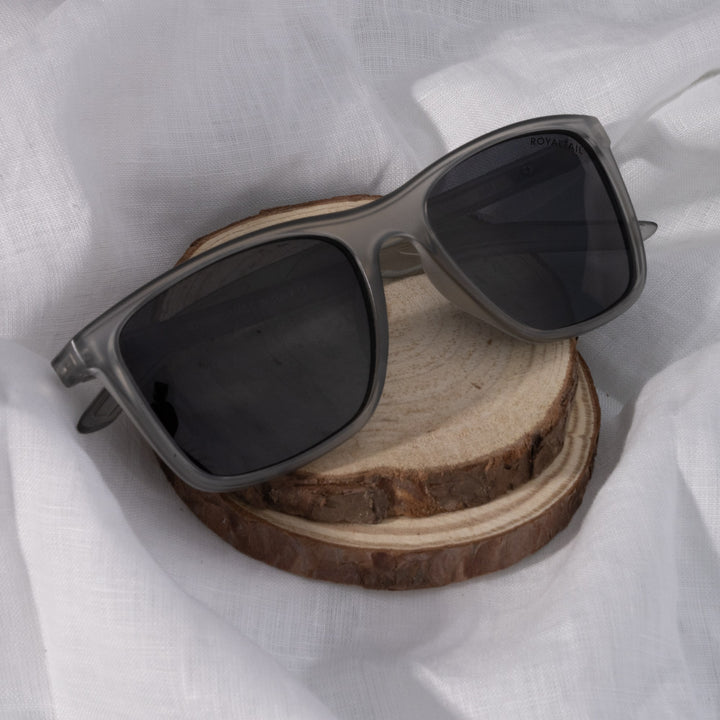 Unisex Black Full Rim Rectangle Square Polarized Sunglasses - ROYALTAIL
