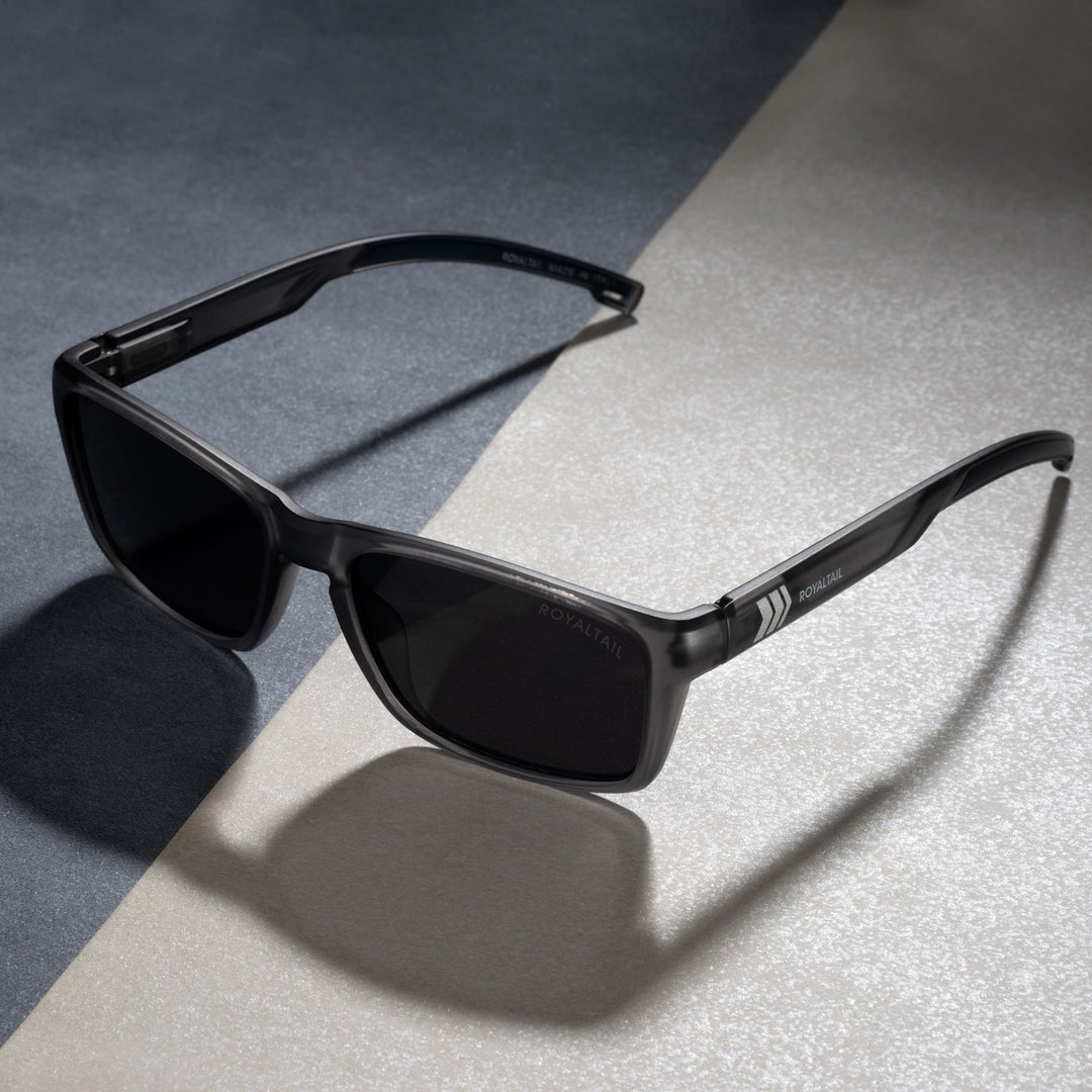 Unisex Black Full Rim Rectangle Square Polarized Sunglasses - ROYALTAIL