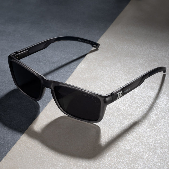 Unisex Black Full Rim Rectangle Square Polarized Sunglasses - ROYALTAIL