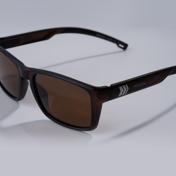 Brown Full Rim Rectangle Square Polarized Sunglasses - ROYALTAIL